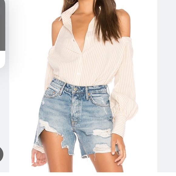 Petersyn X Revolve Walker off shoulder button up in white - Picture 1 of 7